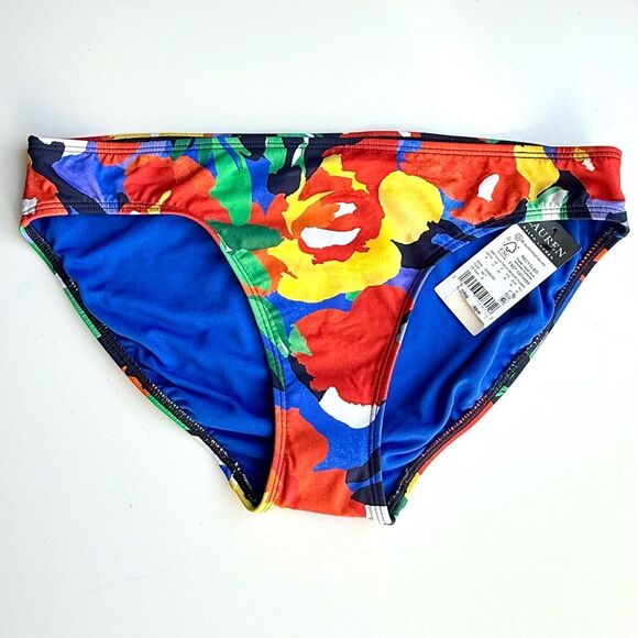 NWT Lauren Ralph Lauren Bold Floral Print Bikini Bottom.  Size 8 - Picture 2 of 7